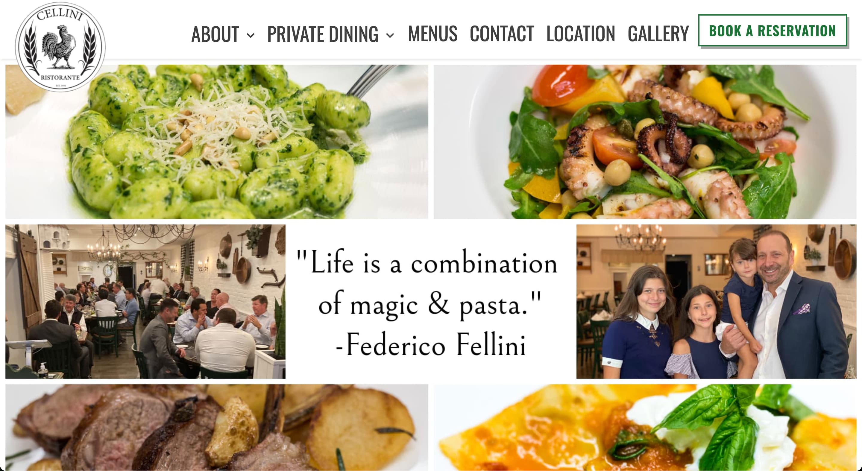Cellini Restaurant website preview