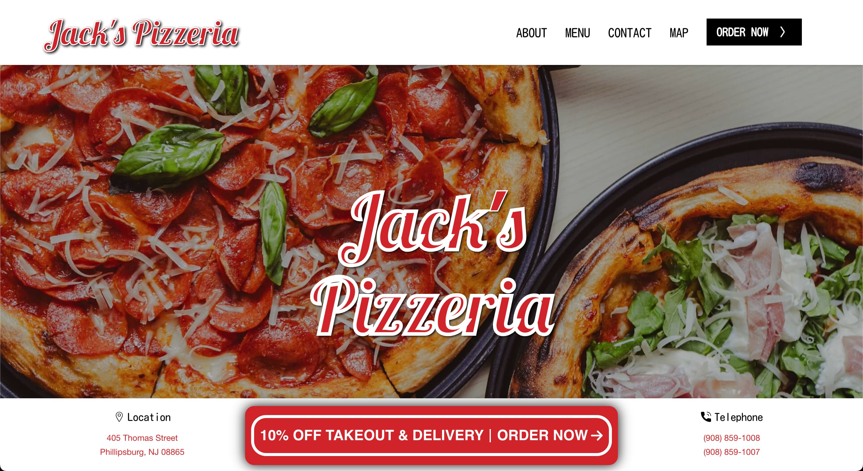 Jack's Restaurant website preview