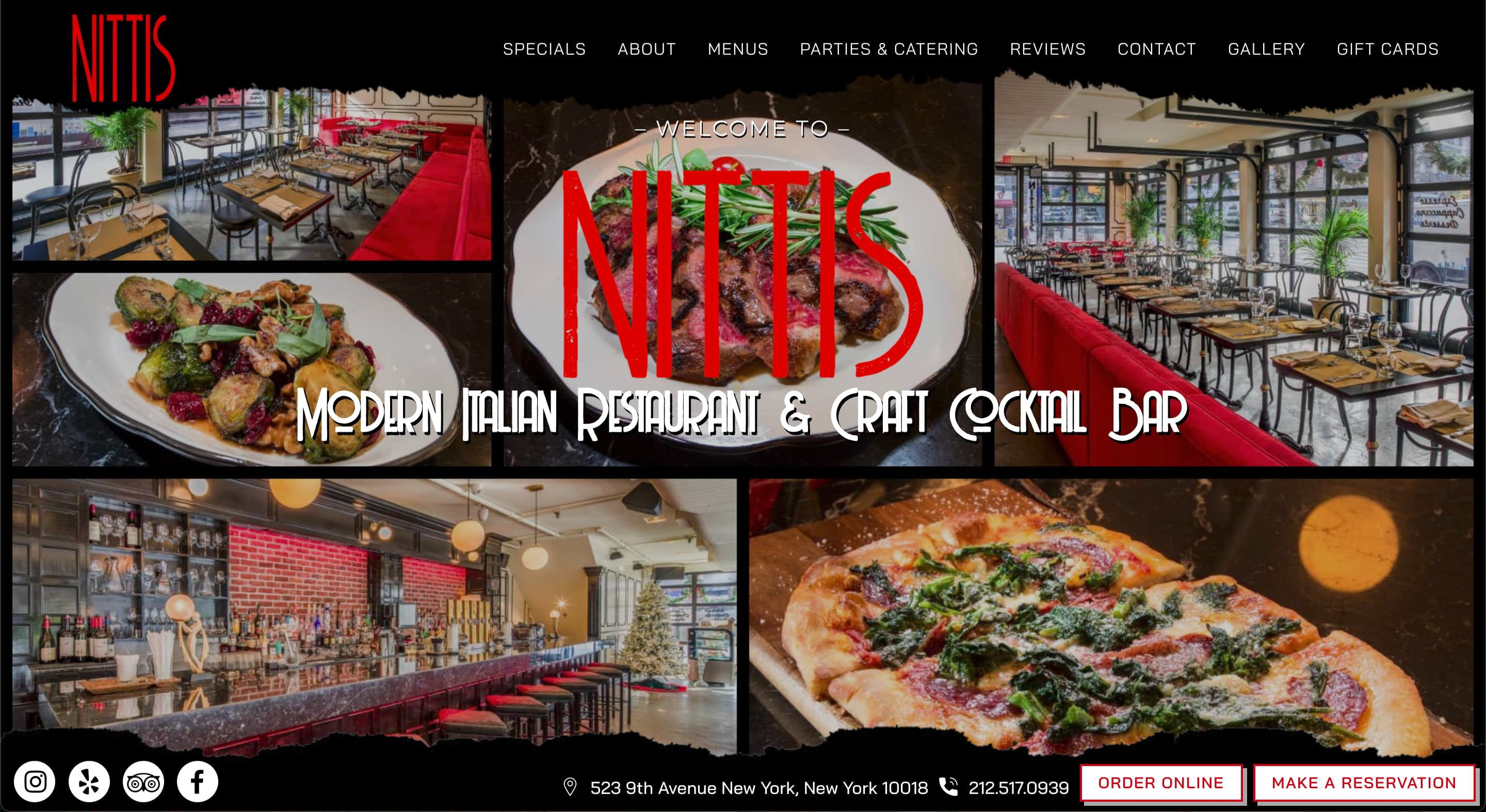 Nittis Restaurant website preview